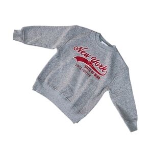 New York State Of Mind Zara Kids Fleece Sweatshirt Size 6 Crewneck Gray Red.